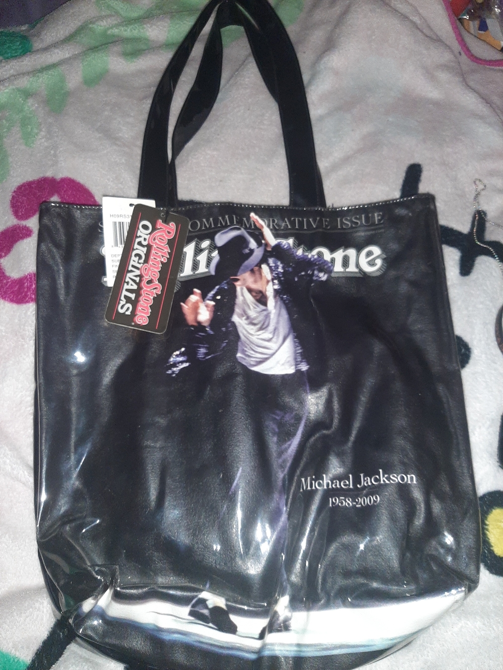 Michael Jackson Black Tote Bag with Rubber Bracelet And Dog Tags
